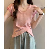 ピンク | ニットTシャツ フレンチスリーブ | NinaetLina