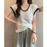 ホワイト | ニットTシャツ フレンチスリーブ | NinaetLina