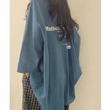 ブルー | MotivationロゴプリントオーバーサイズTシャツ | NinaetLina