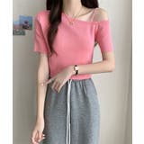ピンク | ニットトップスワンショルダーサマーニット | NinaetLina