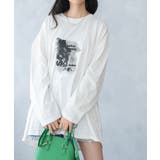 ホワイト | 前プリント ビックシルエット ロング Tシャツ | NinaetLina