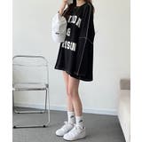 前プリントビックシルエットロングTシャツ カットソー | NinaetLina | 詳細画像19