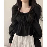 ブラック | フリルディテール フェミニンブラウス | NinaetLina