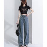 ダブルボタン パッチデザイン ハイウエスト セミワイドストレートデニム | NinaetLina | 詳細画像6