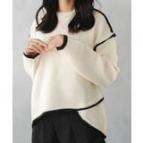 アイボリー | バイカラー ルーズ ロングスリーブ ニット | NinaetLina