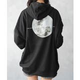 ブラック | 薄手 フルムーン バックプリント プルパーカー | NinaetLina