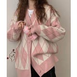 アーガイル柄 ニット カーディガン | NinaetLina | 詳細画像1