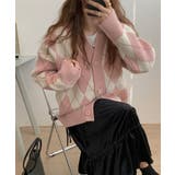 ピンク | アーガイル柄 ニット カーディガン | NinaetLina