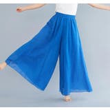 ブルー | 丈が選べるフレアガウチョパンツ レディース ボトムス | NinaetLina