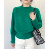 グリーン | モックネックミドルゲージニット レディース トップス | NinaetLina