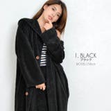 ブラック | モコモコボア着る毛布風あったかワンピース レディース 羽織り | NinaetLina