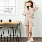 モカ | 裏起毛ラウンドネック長袖ショーパン上下セット レディース トップス | NinaetLina