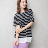 C | フェイクレイヤード ボーダー チュニックワンピース | NinaetLina