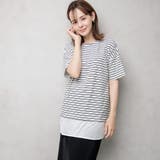 E | フェイクレイヤード ボーダー チュニックワンピース | NinaetLina