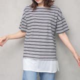 D | フェイクレイヤード ボーダー チュニックワンピース | NinaetLina