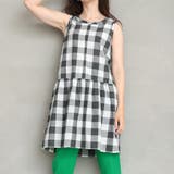 ブロックチェック ノースリーブ ウエスト切替ギャザーワンピース | NinaetLina | 詳細画像1