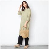 ライトグリーン(60) | レーヨンライク バックシャンロングシャツワンピース レディース | NinaetLina