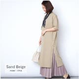 サンドベージュ(42) | サイド釦5分袖スウェットワンピース レディース トップス | NinaetLina