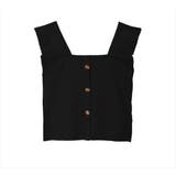 ブラック | フロントボタンノースリーブトップス レディース トップス | NinaetLina