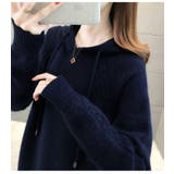 ネイビー | ニットプルパーカー レディース トップス | NinaetLina