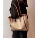 ベージュ×ブラウン | トートバッグ レディース ファスナー付き | ninon