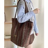 ブラウン×グリーン(ストライプ) | トートバッグ レディース おしゃれ | ninon