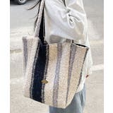 ホワイト×ブラック(ストライプ) | トートバッグ レディース おしゃれ | ninon