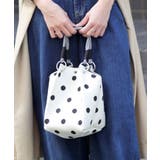 ホワイト/ドット | ニットバッグ ミニ 持ち手 | ninon