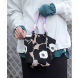 ブラック/フラワー | ニットバッグ ミニ 持ち手 | ninon