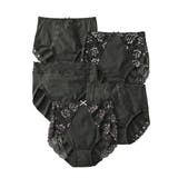 黒系5枚(2浴染めミック | ｎ，ＫＵＲＯ 綿混ストレッチ デザインレーシー深ばき丈ショーツ５枚組 | nissen