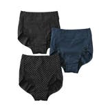 ドット+黒+ネイビー | 【365日使える】綿混ストレッチ ポケット付深ばき丈サニタリーショーツ昼用３枚組… | nissen