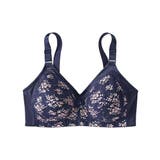 ネイビー×ピンク系 | 小花ノンワイヤー安定ブラジャー(2色レースは日本製) | nissen