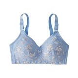 グレイッシュブルー系 | 小花ノンワイヤー安定ブラジャー(2色レースは日本製) | nissen