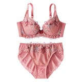 ピンク | 脇高刺しゅうレースブラジャーショーツセット（コスモス）（トリンプ） | nissen