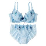 ブルー | 脇高刺しゅうレースブラジャーショーツセット（コスモス）（トリンプ） | nissen