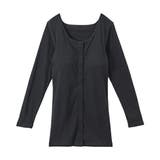 黒(新タイプ) | 綿１００％ソフトカップ付前あき丈長め長袖インナー | nissen