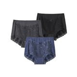 ネイビー+チャコール+黒 | テンセルTM繊維・綿混ストレッチレーシー深ばき丈ショーツ３枚組 | nissen