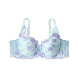 アクアブルー | C90－G110 脇高フルカップブラジャー（チューリップ柄）（日本製レース）（ト… | nissen