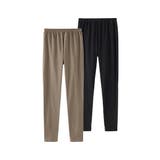 黒+モカ | 綿混１０分丈レギンス２枚組 | nissen