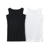 白+黒 | 吸汗速乾 綿混汗取り付タンクトップ２枚組 | nissen