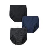ドット+黒+ネイビー(新型) | 【365日使える】綿混ストレッチ ポケット付深ばき丈サニタリーショーツ昼用３枚組… | nissen