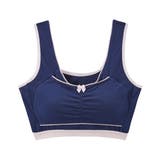 ネイビー | n，Dream バストを包むストレッチナイトブラジャー(綿混素材) | nissen