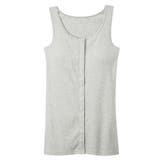 杢グレー | 綿１００％ソフトカップ付前あき丈長めタンクトップ | nissen