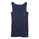 ネイビー | 綿１００％ソフトカップ付前あき丈長めタンクトップ | nissen