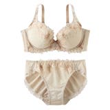 クリーミーベージュ | 脇高刺しゅうレースブラジャーショーツセット（コスモス）（トリンプ） | nissen