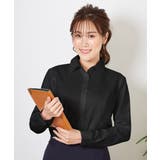 ブラック | 【大きい胸専用】ボタンがきちんと閉まる 長袖シャツ | nissen