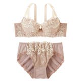 ブラウン | いでよ!谷間 ブラジャーショーツセット(フロラシオンレース) | nissen