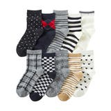 おまかせ10足組 | 色柄おまかせ モノトーン柄クルーソックス１０足組 | nissen