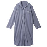 ブルーグレー | 綿１００％やわらかスムースルームシャツワンピース | nissen