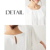 (FM F3L)大きい胸専用 タック入デザインフレア7分袖ジョーゼットブラウス | nissen | 詳細画像14 